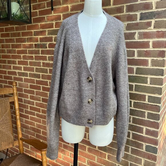 H&M Gray Brown Long Sleeve Cardigan w/ Buttons Women's Size XXL - Picture 1 of 14